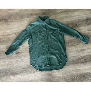 Madewell Green Cotton Flannel Long Sleeve Womens Shirt